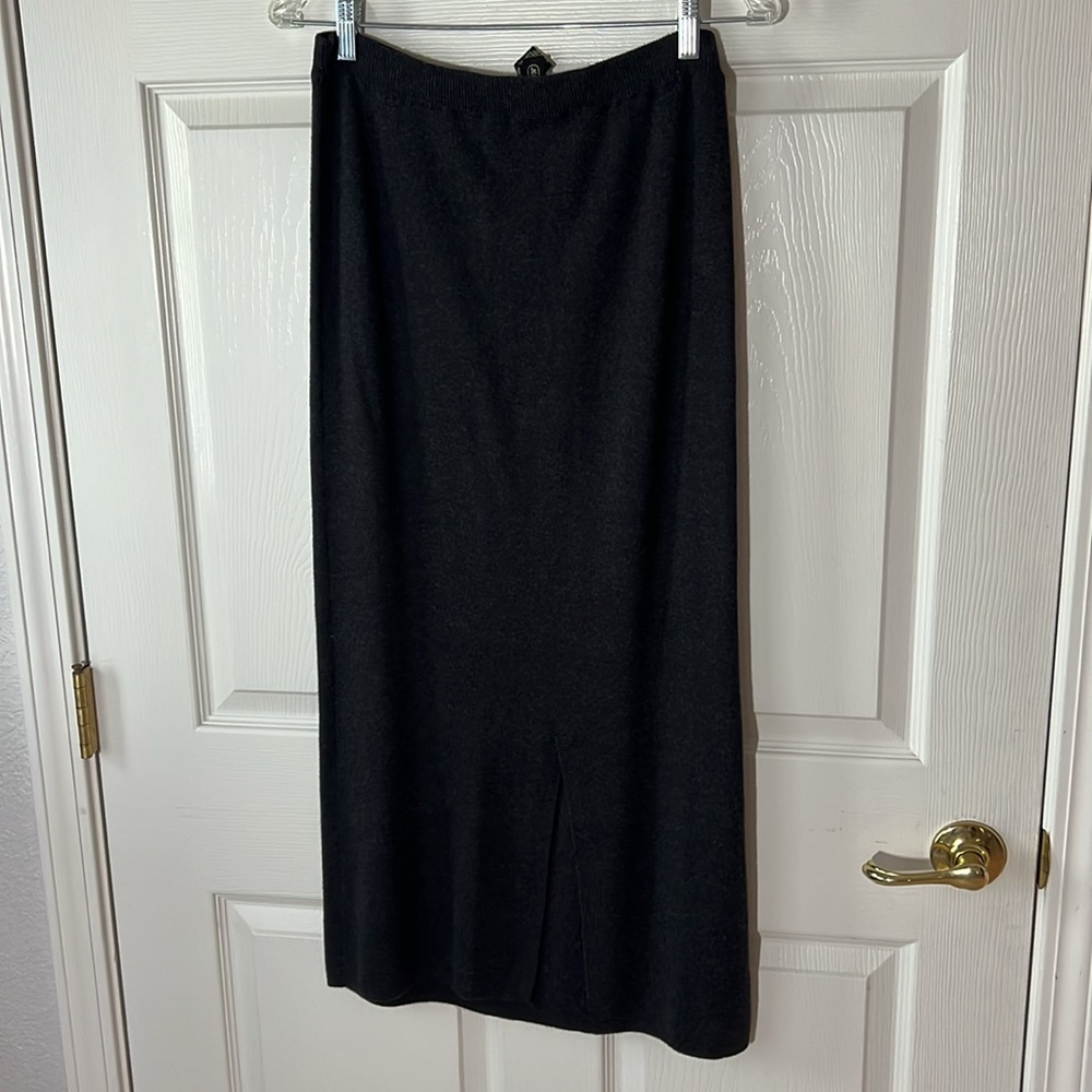 VTG JEANNE PIERRE‎ Charcoal Gray Cotton Knit SET, Sz S Long Sleeve Top & L Skirt - Picture 5 of 13